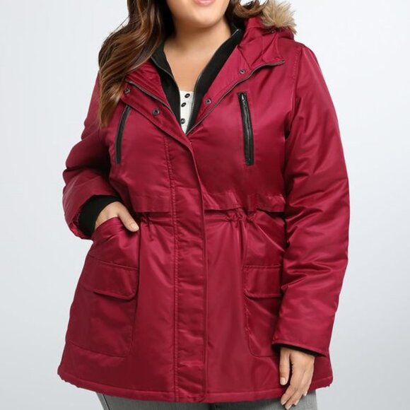 torrid Jackets & Blazers - TORRID Nylon Parka with Removeable Fur Trim Hood SIZE 3